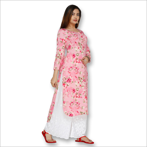 Ladies Floral Print Kurtis With Palazzo